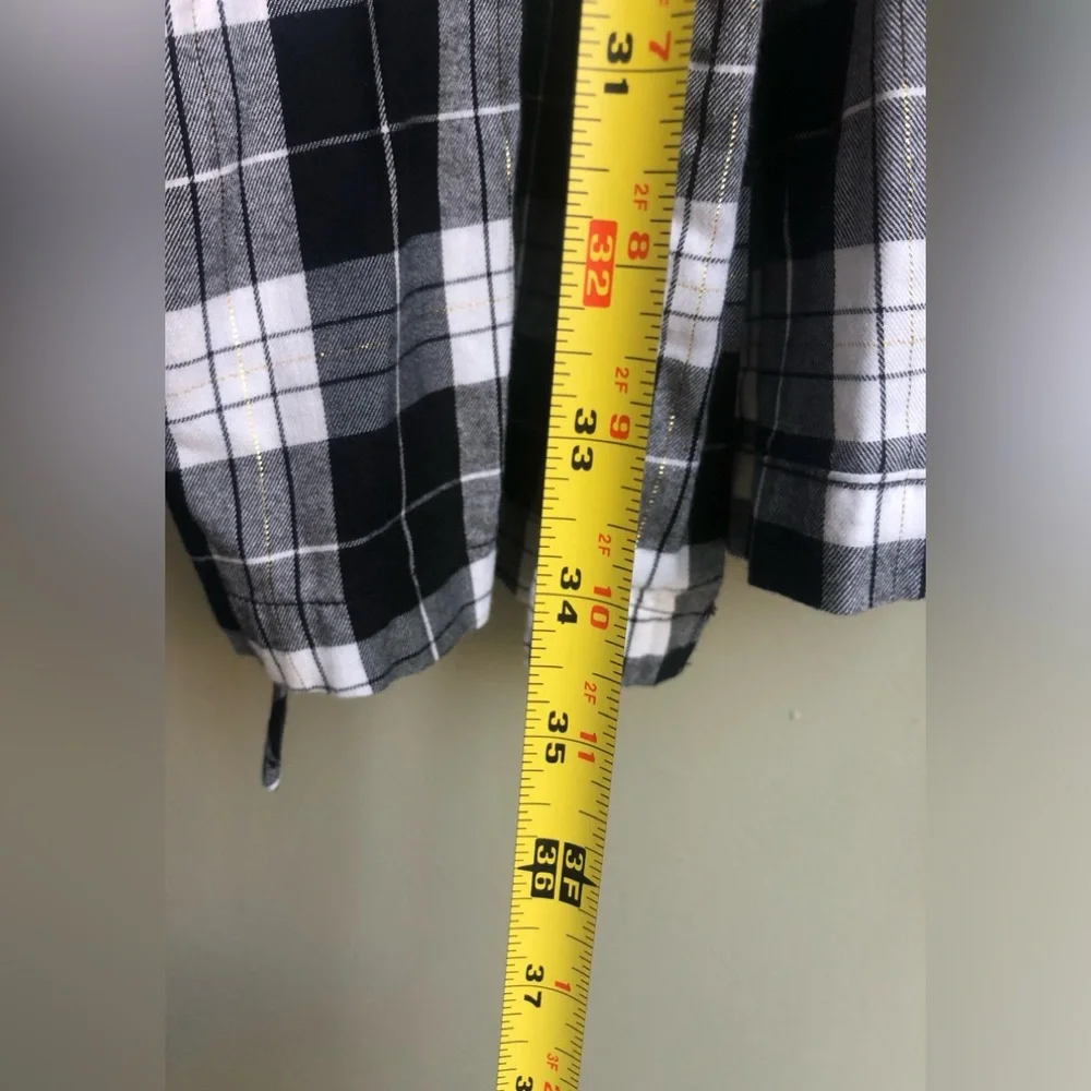 Victoria's Secret plaid kimono-style Lounge Robe Black White Size: XL/ XXL